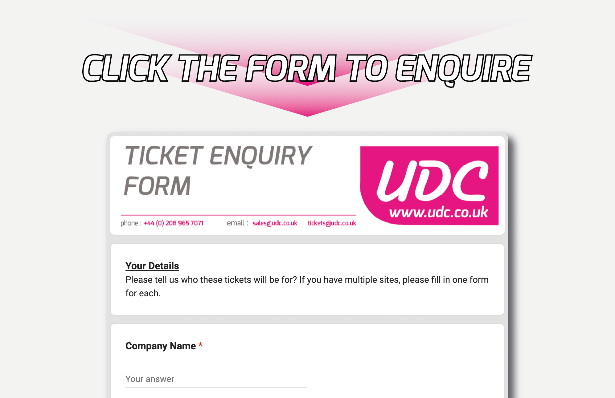 Ticket Inquiry Form.